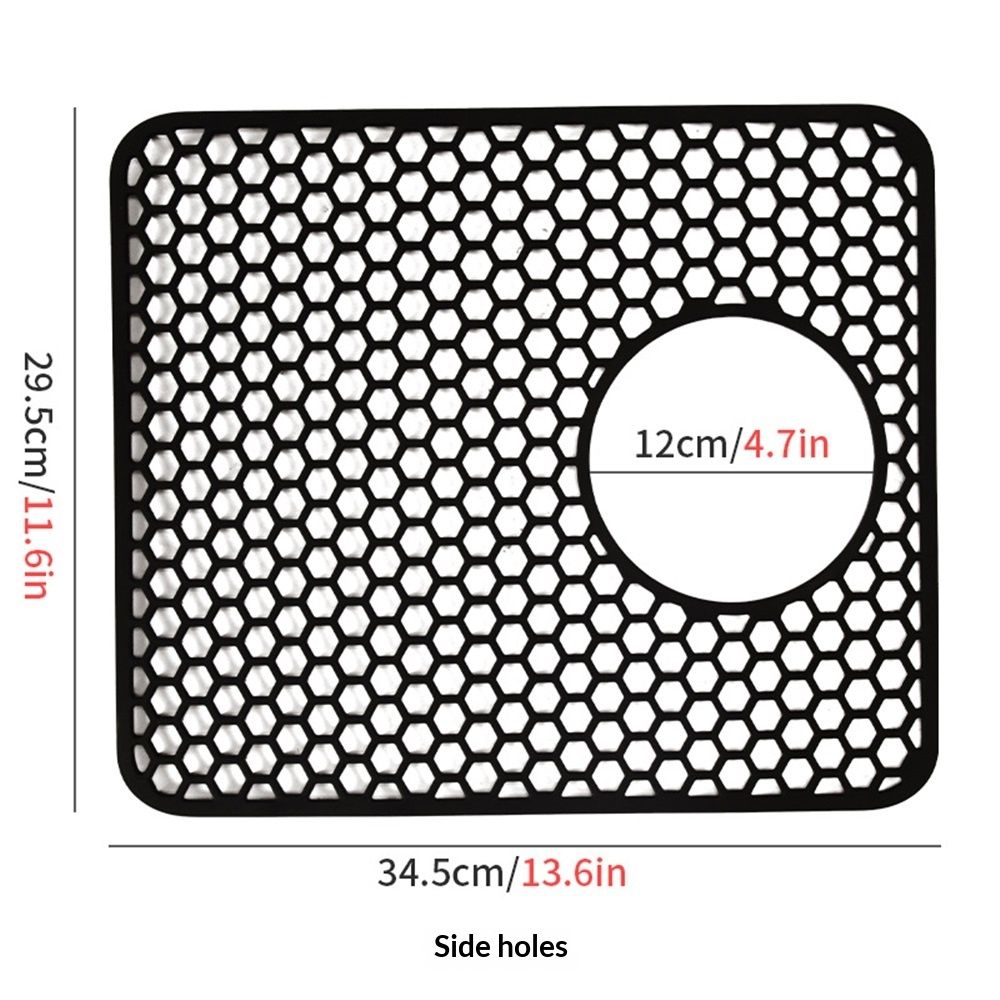Kitchen Sink Mats, 2PCS Non-Slip Heat Resistant Silicone Sink Protector Mat, Folding Farmhouse Rear Drain Sink Mats (Type2: Side Drain, Black) - Image 4