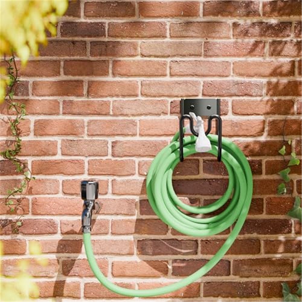 Black Metal Garden Hose Holder - Wall Mounted Water Hose Holder - Hose Hanger Heavy Duty for Water Hose Extension Cords Vacuum Hose (1 Pack) - Image 5