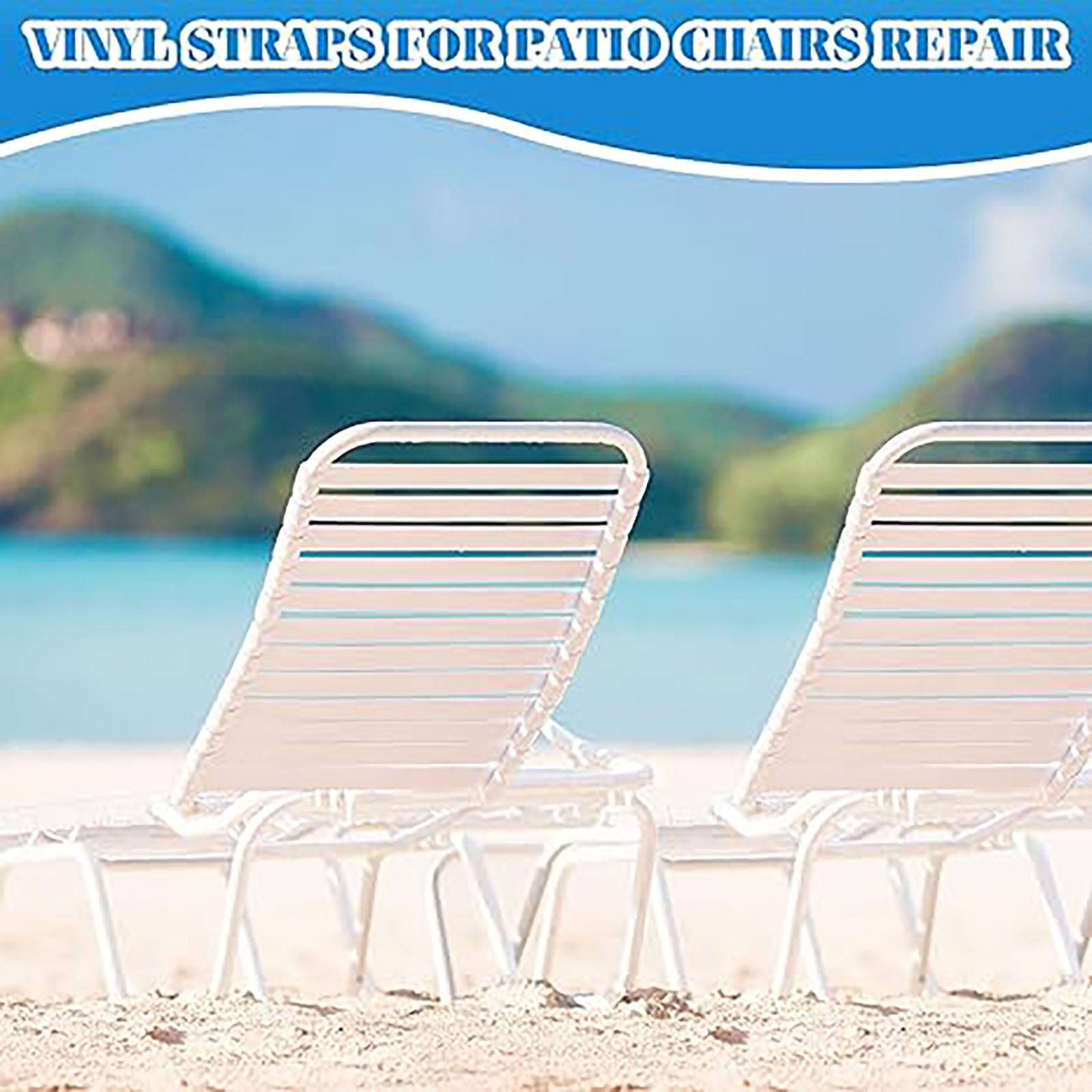 Vinyl Straps for Patio Chair Repair Kit 2'' Wide 10 Ft Long Replacement Straps + 10 Free Rivets for Outdoor Lawn Furniture Chaise Lounge Repair (White) - Image 2