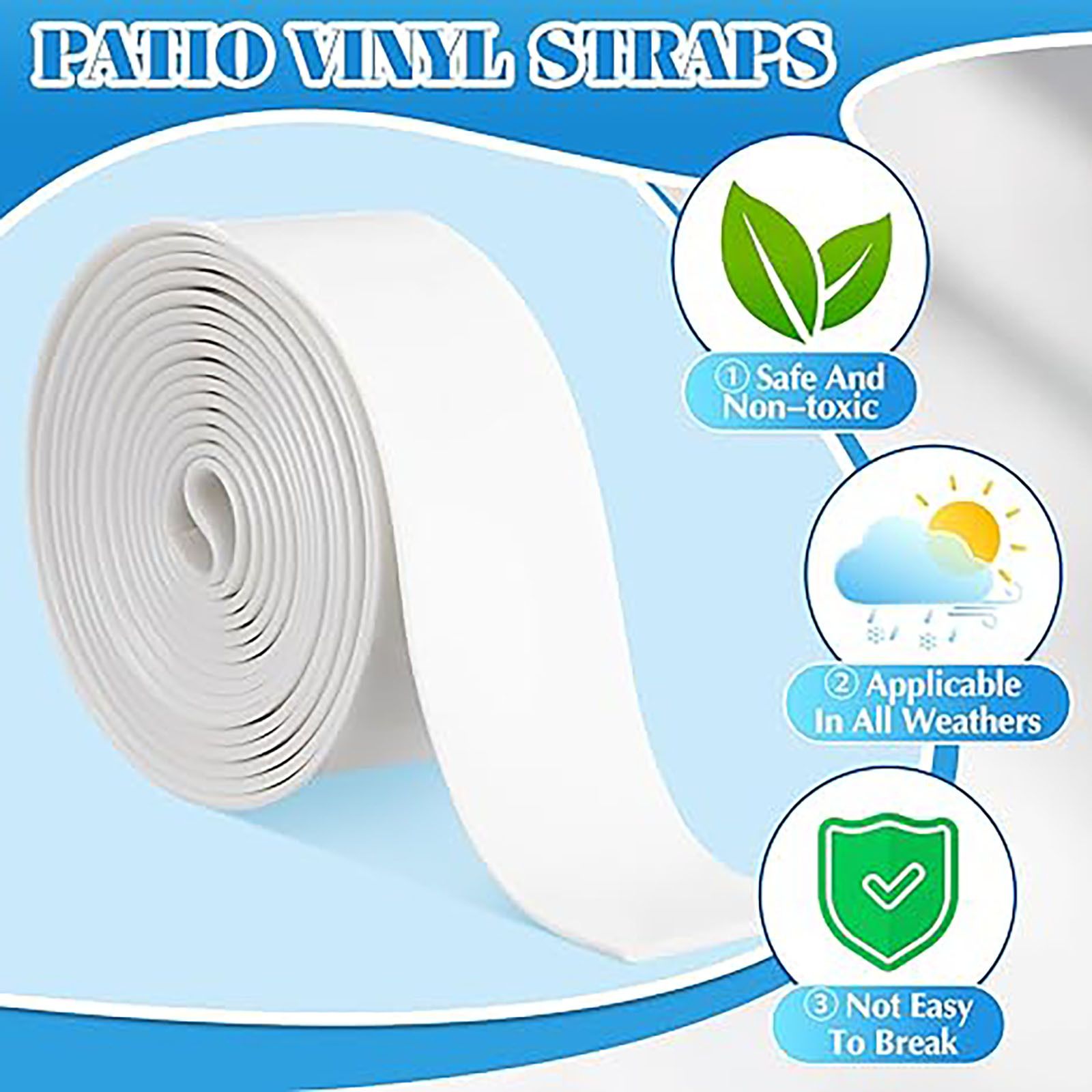 Vinyl Straps for Patio Chair Repair Kit 2'' Wide 10 Ft Long Replacement Straps + 10 Free Rivets for Outdoor Lawn Furniture Chaise Lounge Repair (White) - Image 5
