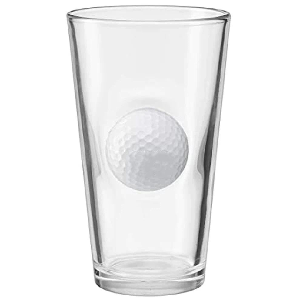 Golf Ball Pint Glass - 16oz |Whiskey Barrel Rocks Glass Golf Gifts for Men Dad, Whiskey Decanter Liquor Decanter Set for Men Husband Coaches - Image 1