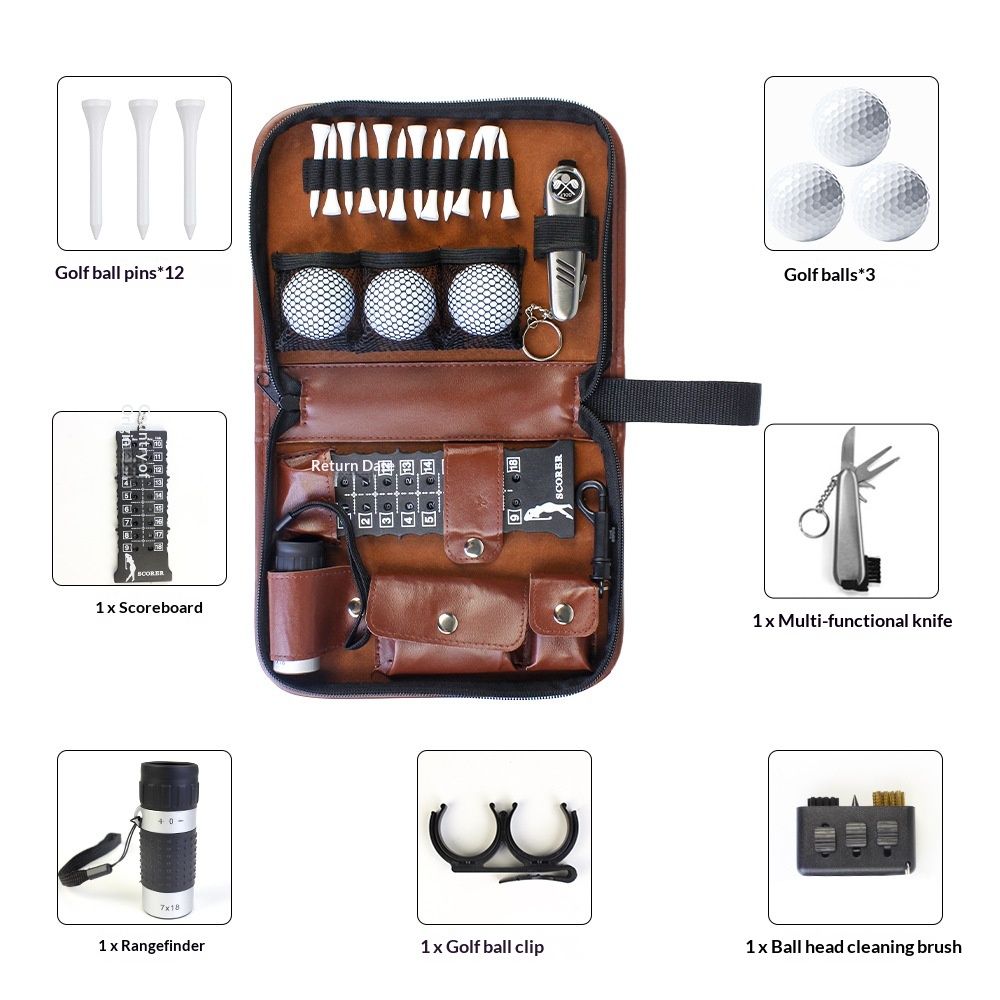 Golf Gifts for Men and Women, Golf Accessories Set with Hi-End Case, Golf Balls, Rangefinder, Golf Tees, Brush, Multifunctional Divot Knife, Scorer, Golf Ball Clamp - Image 4