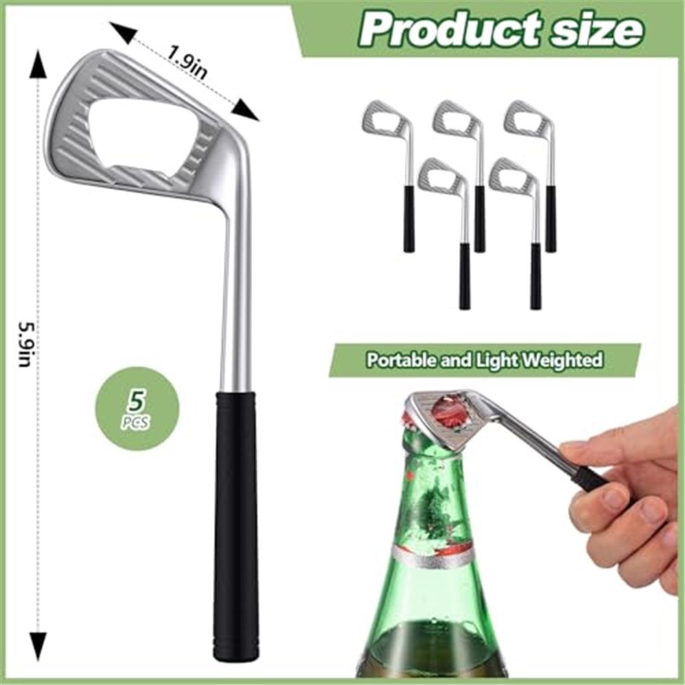 5 Pcs Golf Club Bottle Opener Bulk Novelty Groomsmen Gift Bachelor Party Favors for Golf Lover Beer Enthusiast, Made from Zinc Alloy (Silver) - Image 2