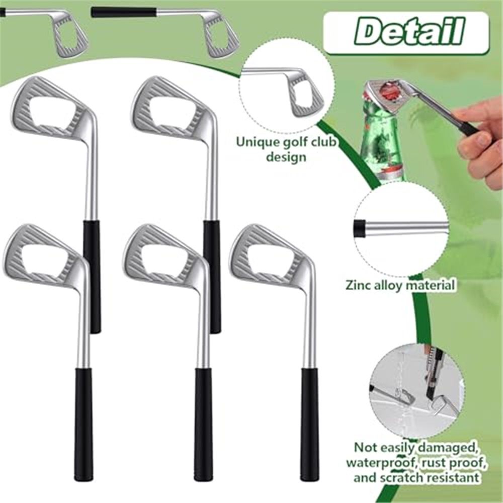 5 Pcs Golf Club Bottle Opener Bulk Novelty Groomsmen Gift Bachelor Party Favors for Golf Lover Beer Enthusiast, Made from Zinc Alloy (Silver) - Image 3