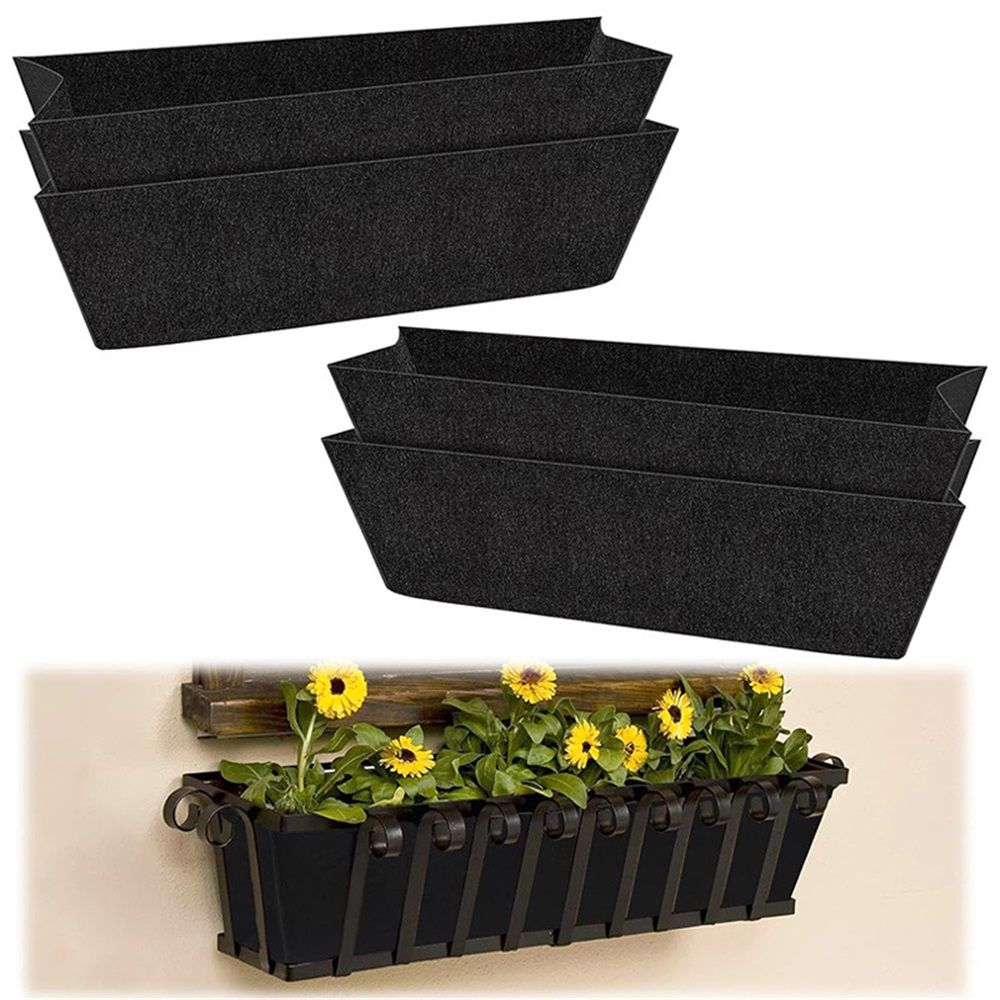 Non-Woven Fabric Plant Grow Bags Replacement Coco Liner Window Basket,Trough Shaped Wall and Deck Mount Planters,Round Hanging Basket (4Pack, 24) - Image 2