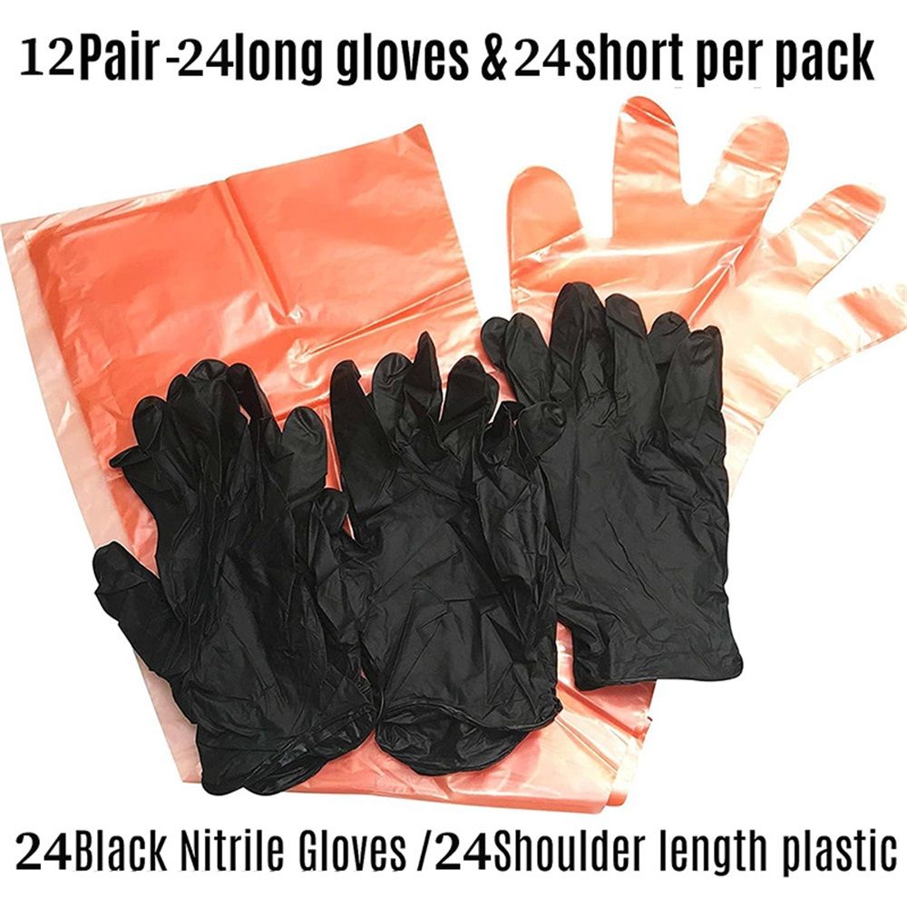 Field Dressing Gloves Set for Cleaning Disposable, 12 Set  Field Games Processing Gloves Tool Kit, Full-Shoulder-Length & Wrist-Length Gloves Combo Pack, 12 Pairs - Image 4