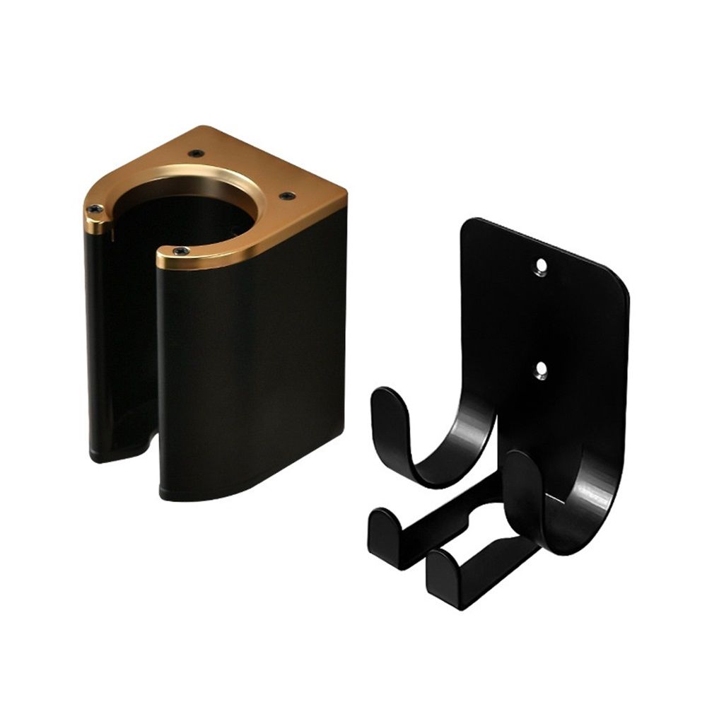 Hair dryer holder , Aluminum Curling Iron Holder Wall Mount, Flat Iron Holder for Bathroom Storage, Black & Gold hair dryer holder - Image 1