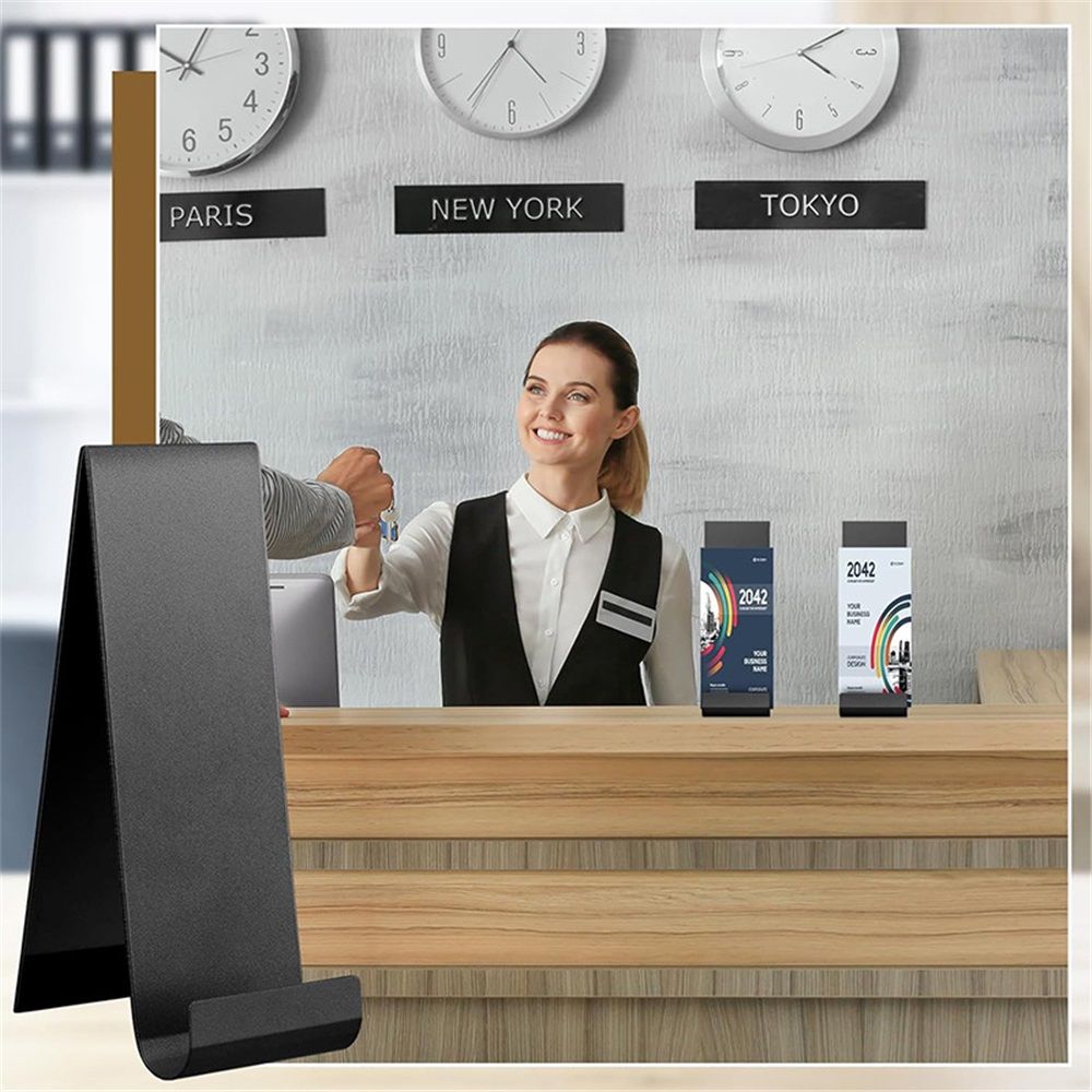 4 Pcs Metal Fancy Brochure Holder Display Flyer Brochure Holder Stand Table Vertical Countertop Literature Organizer for Booklets Pamphlet Magazine Menu Journals(Black) - Image 5