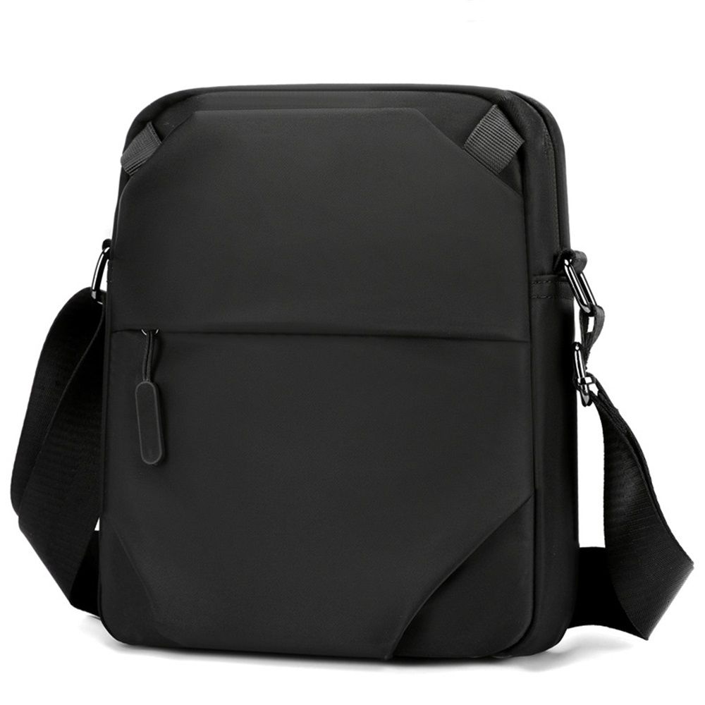 Crossbody bag for men, Small messenger bag with zipper and adjustable shoulder strap, Slim Shoulder Bag with Pocket, Black - Image 1
