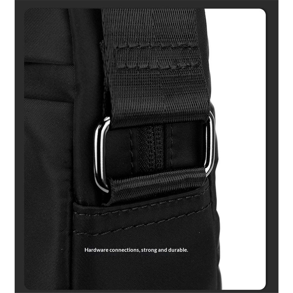 Crossbody bag for men, Small messenger bag with zipper and adjustable shoulder strap, Slim Shoulder Bag with Pocket, Black - Image 3