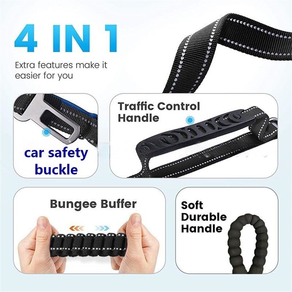 Bungee Leash for Large Dogs That Pull, No Pull Shock Absorbing Dog Leash, Heavy Duty 6.2 FT Tangle（black） - Image 2