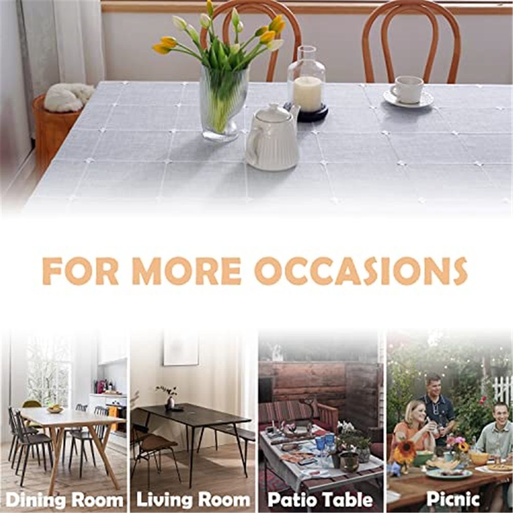 Rectangle Table Cloth, Heavy Duty Cotton Linen Waterproof Tablecloths Farmhouse Tablecloth, Soft and Wrinkle Free Table Cover with Tassels, 55''x70'', Grey - Image 5
