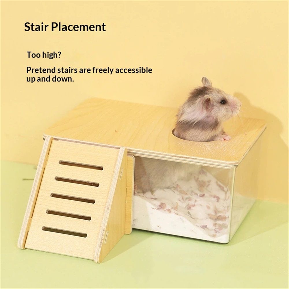 Hamster Sand Bath Box, Transparent Acrylic Shower, Gerbils Digging Room Container With Climbing Ladder , Litter Box for Hamsters Guinea Pigs Mice - Image 1