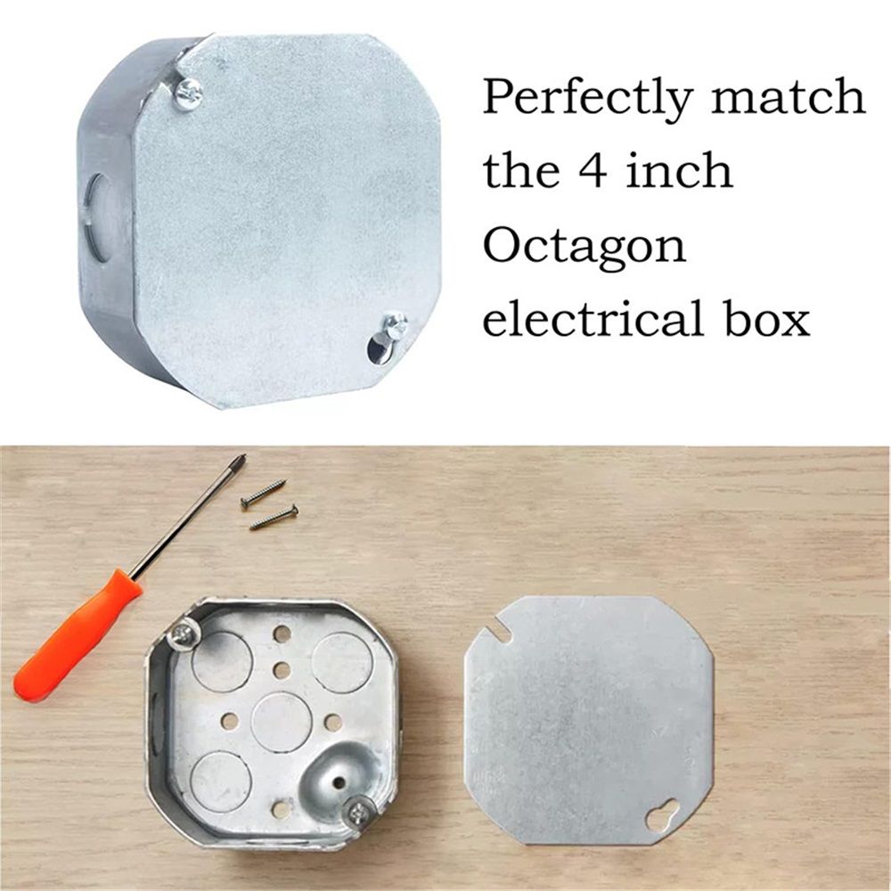 8 Packs Octagon Electrical Box Cover,Metal Junction Box Covers, Blank Flat Outlet Box Cover for 4 inch Octagonal Box - Image 3