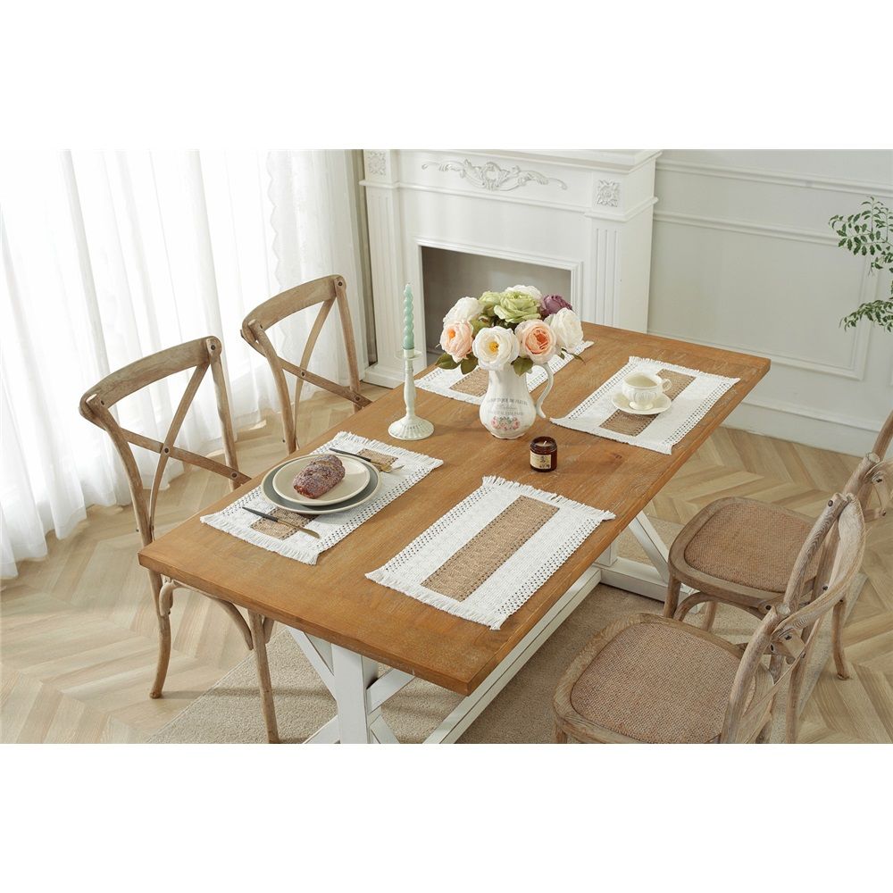 Placemats Set of 4, Table Decor and Farmhouse Style Placemats Cotton hemp , for Dining Table, Caramel - Image 4