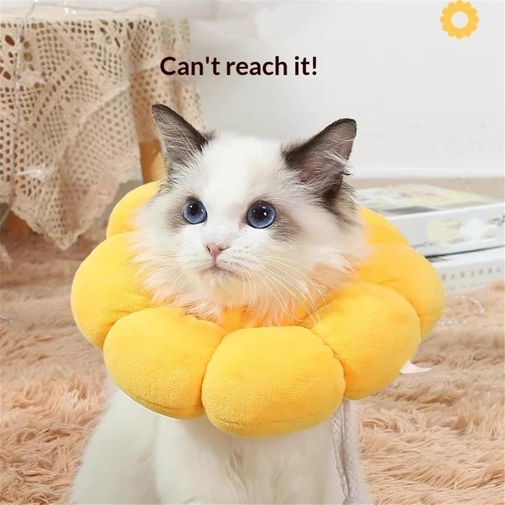 Adjustable Comfy Flower Style Collar for Cats Puppies Soft Recovery Cone Pet Protective Neck Collar (Yellow, Small) - Image 2