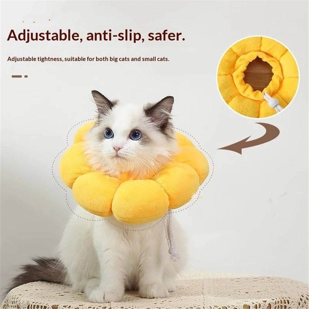 Adjustable Comfy Flower Style Collar for Cats Puppies Soft Recovery Cone Pet Protective Neck Collar (Yellow, Small) - Image 3