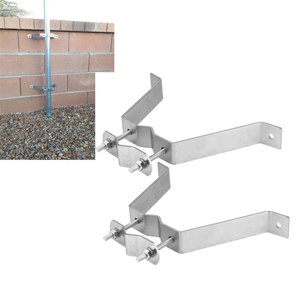 2 pack 4” Heavy-Duty Wall Mount Pair for TV Antenna Mast with Brackets & Lag Bolts, Wall Mount Antenna Mast Clamp V Jaw Bracket Accessories Kit [ Without The Pole ] for TV Ham Outside Home - Image 1