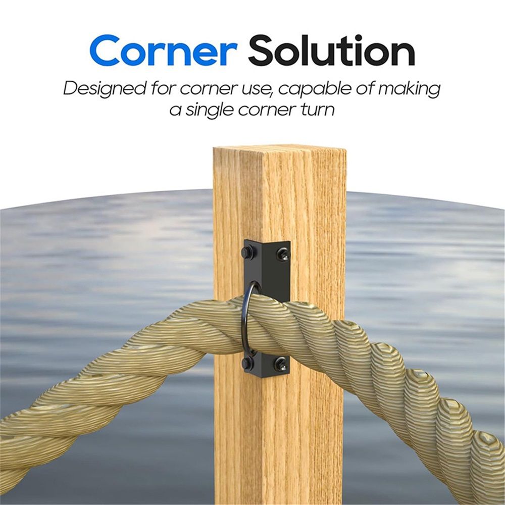4Pack 2inch Rope Support Holder for Corner Post Drop Ring Brackets Stainless Steel Decorative for Hemp Rope Fencing Stair Deck Railing Ceiling Hook - Image 3