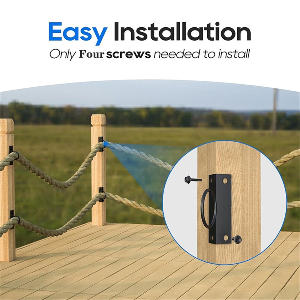 4Pack 2inch Rope Support Holder for Corner Post Drop Ring Brackets Stainless Steel Decorative for Hemp Rope Fencing Stair Deck Railing Ceiling Hook - Image 4