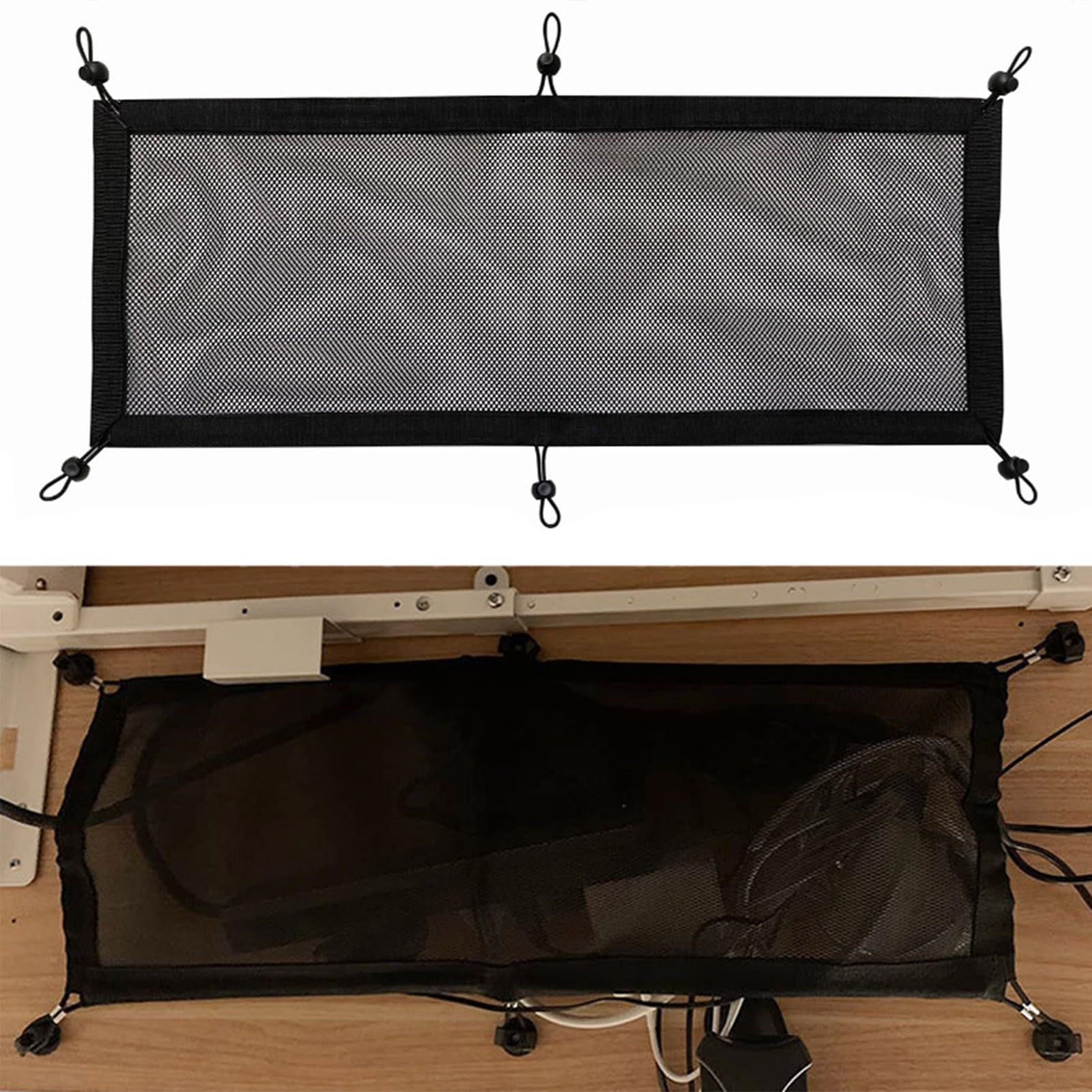 Cable Management net - Under Desk Cable Management Tray - Cable net - Wire Management Under Desk - Cord Organizer (6-pole socket net pocket+6 plum blossom buckles+6 screws) - Image 2
