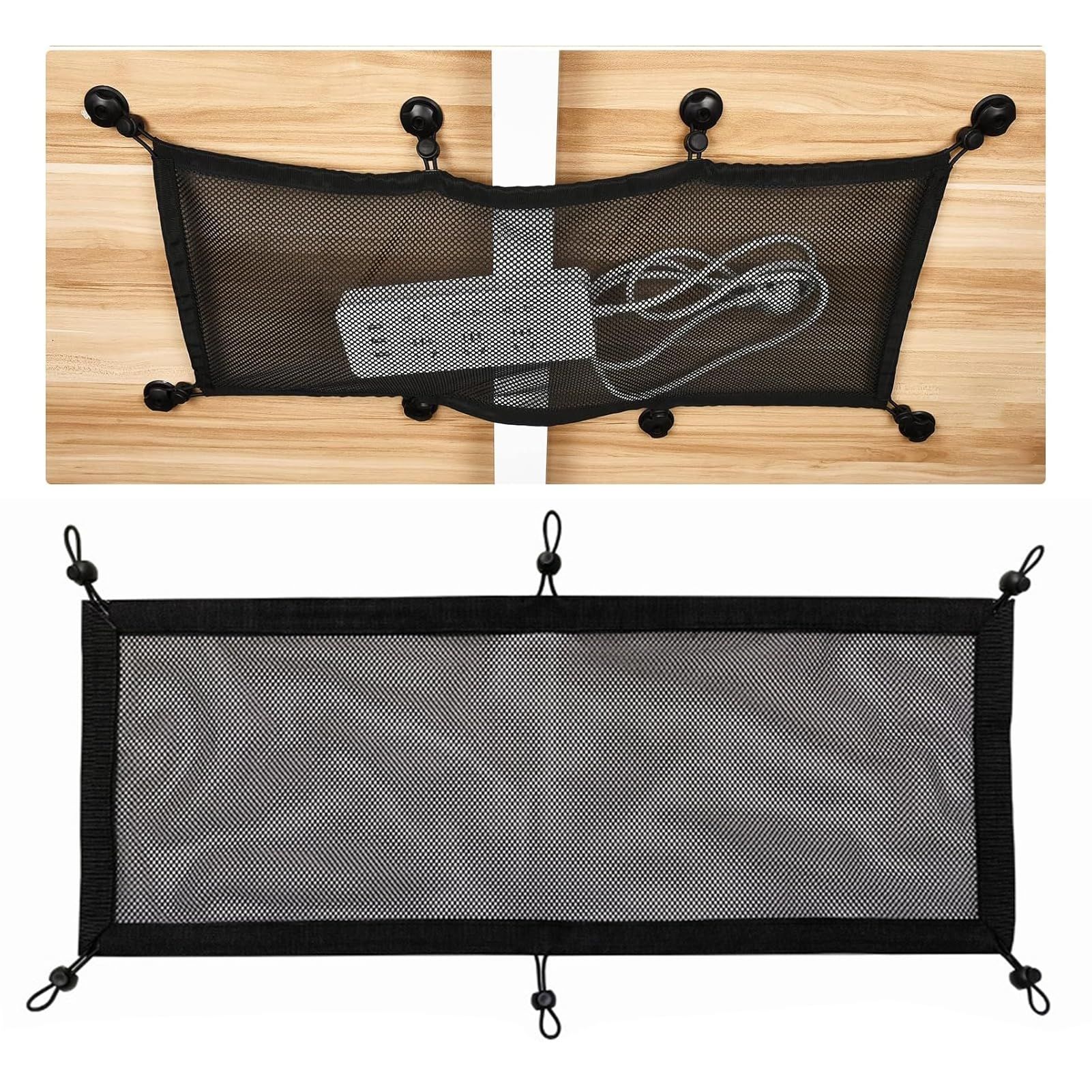 Cable Management net - Under Desk Cable Management Tray - Cable net - Wire Management Under Desk - Cord Organizer (6-pole socket net pocket+6 plum blossom buckles+6 screws) - Image 4