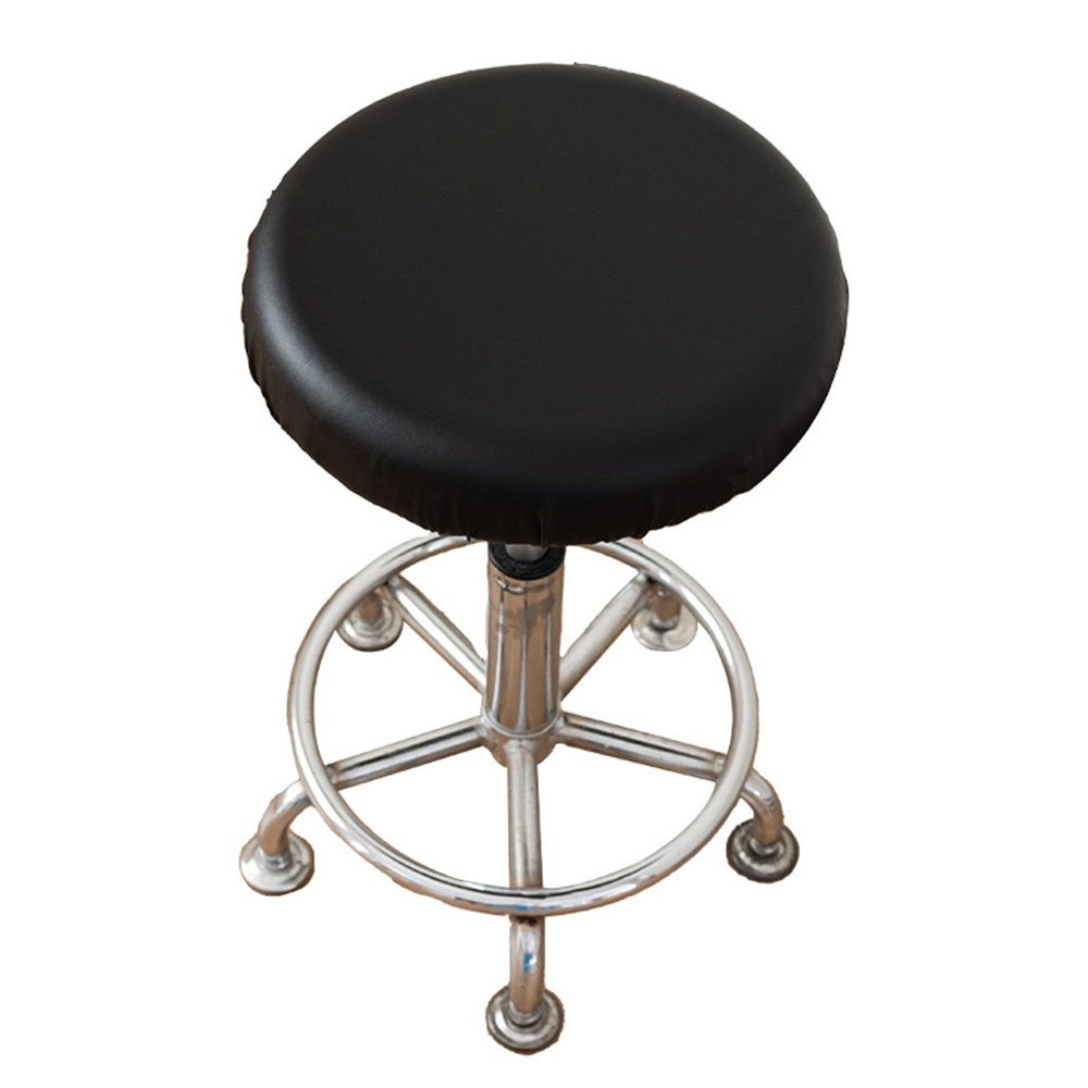 2 pack Round Cover with Elastic for Cushion Barstool, Waterproof Leather Slipcovers, Dia 12-14