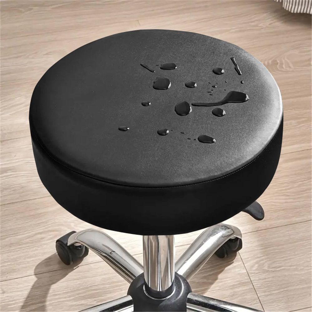 2 pack Round Cover with Elastic for Cushion Barstool, Waterproof Leather Slipcovers, Dia 12-14