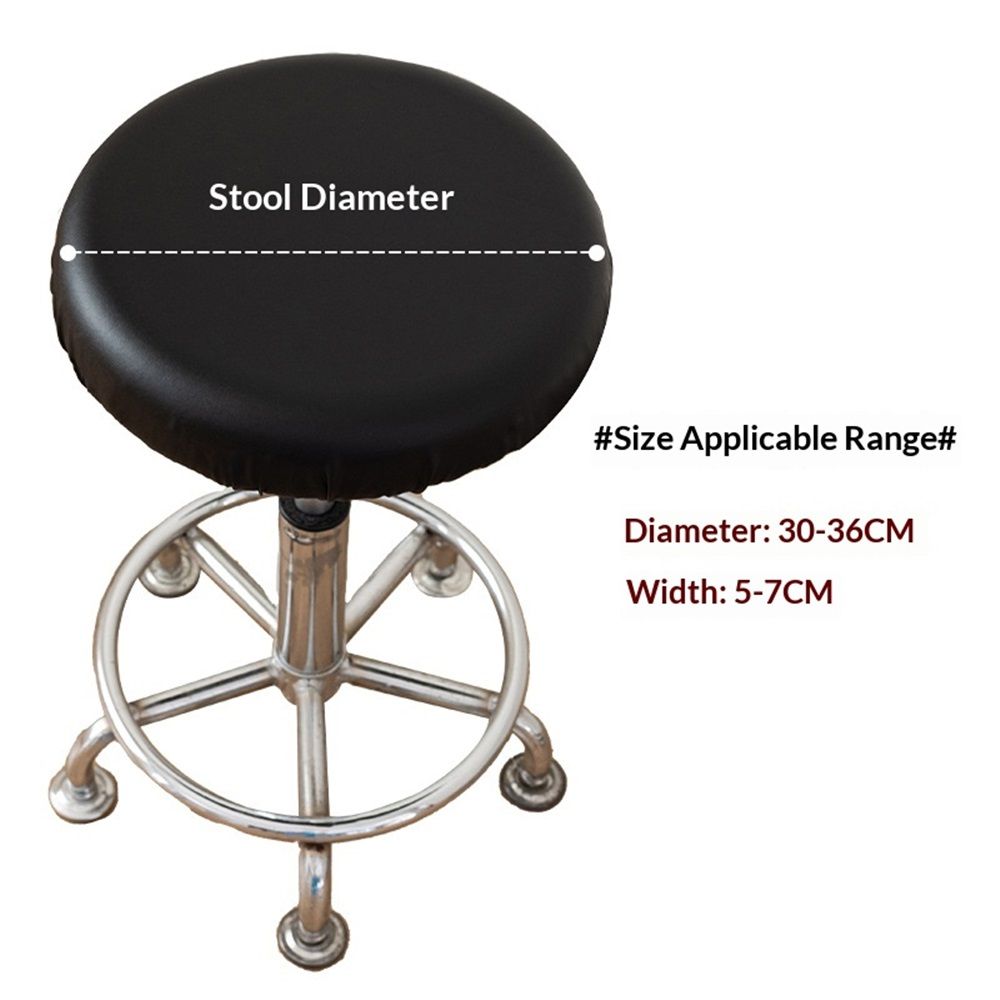 2 pack Round Cover with Elastic for Cushion Barstool, Waterproof Leather Slipcovers, Dia 12-14