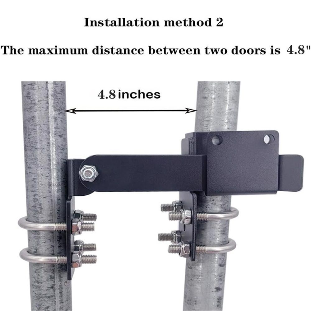 Chain Link Double Gate Latch for 1.375in Gate Frames - Strong Arm Design with Padlock Holes,Chain Link Fence Latch for Ranch Fences & Yard Gates (Black) - Image 4