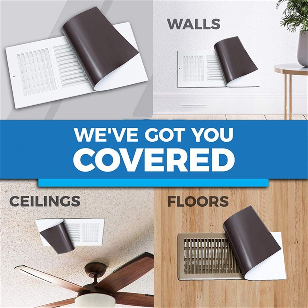 Magnetic Vent Covers (3-Pack), Flexible Floor Vent Cover, Cut to Size Air Vent Covers, Heat/AC Vent Covers for Home Ceiling Registers, 8