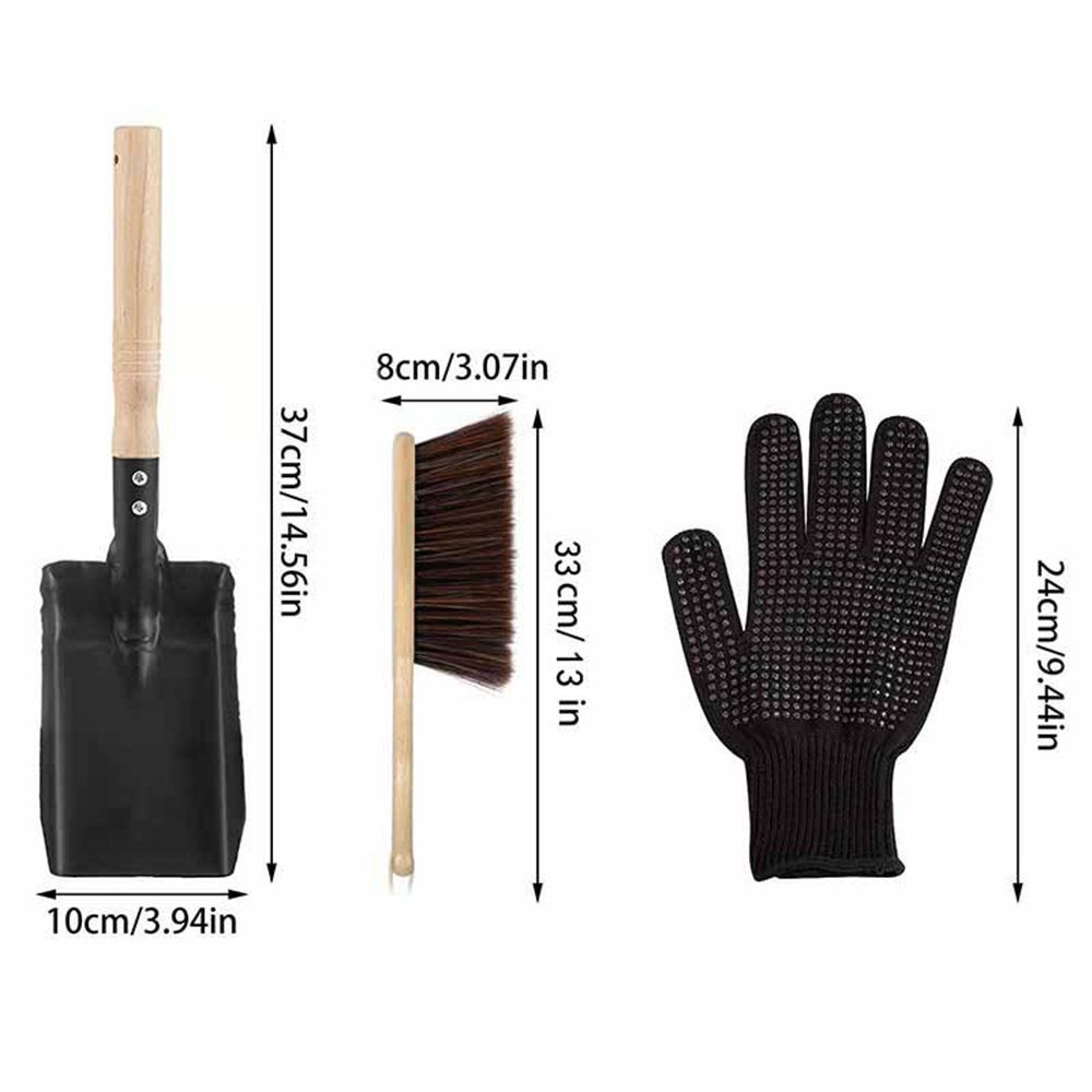 Coal Shovel and Hearth Brush Set Made of Natural Wood and Bristles, Hearth Tidy Set, Fireplace Shovel and Brush, Fireplace Tool Set, Metal Brush Pan Set, Fireplace Tools, Firepit Tools - Image 2