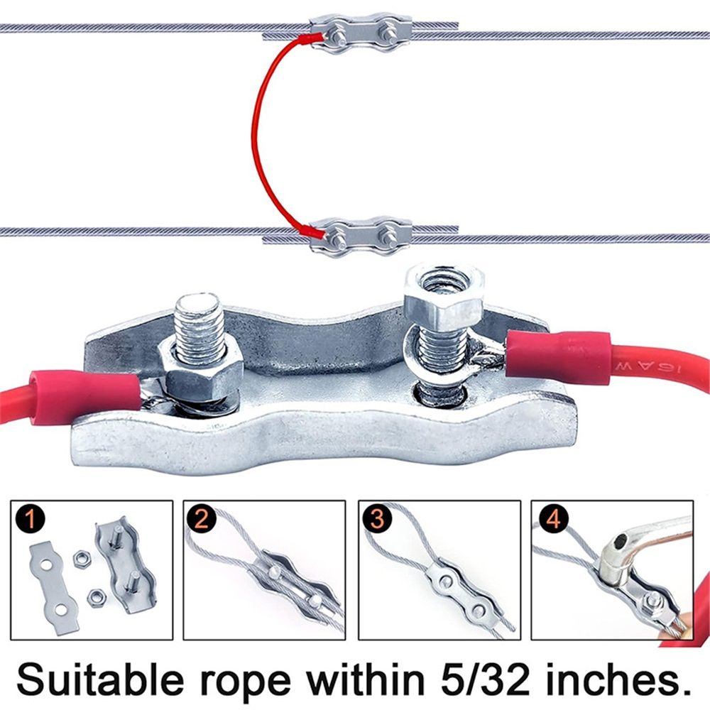 25 PCS M5 Poly Rope Connector Wires Splicer Galvanized Steel Connector Kit for Electric Fences + 3 PCS Polyrope to Polyrope Connector Silicone Copper Conductive Wires + Sleeve Tool - Image 3