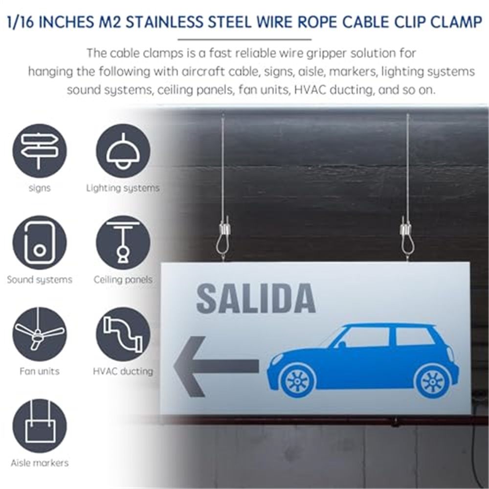Stainless Steel Wire Rope Cable Clip Clamp, 1/16