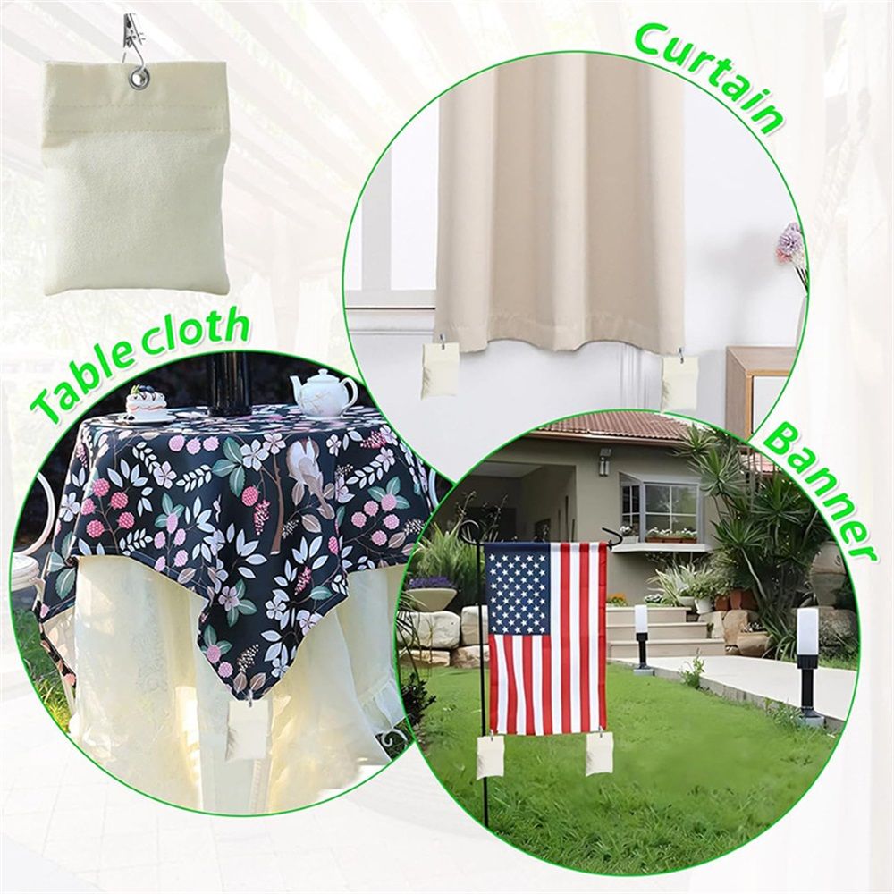 8 Pack Outdoor Curtain Weights, 15oz Outdoor Curtain Sandbag Weighted Bags Drapery Weights Bottom Patio Curtain Weights Bags Holder Clip for Pergola Drapes Cabana Gazebo Garden - Image 5