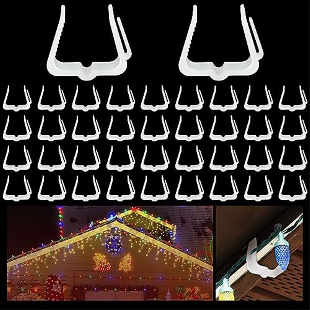 Christmas Light Hangers Clips 1 5/8 inch Fascia Board Clips Hooks Holiday Deck Light Hooks for Christmas Decoration Roof Gutter Fence in Thickness from 1'' to 1 5/8