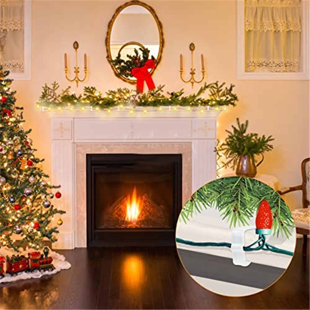 Christmas Light Hangers Clips 1 5/8 inch Fascia Board Clips Hooks Holiday Deck Light Hooks for Christmas Decoration Roof Gutter Fence in Thickness from 1'' to 1 5/8