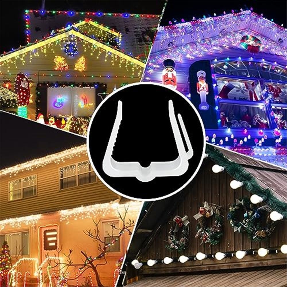 Christmas Light Hangers Clips 1 5/8 inch Fascia Board Clips Hooks Holiday Deck Light Hooks for Christmas Decoration Roof Gutter Fence in Thickness from 1'' to 1 5/8