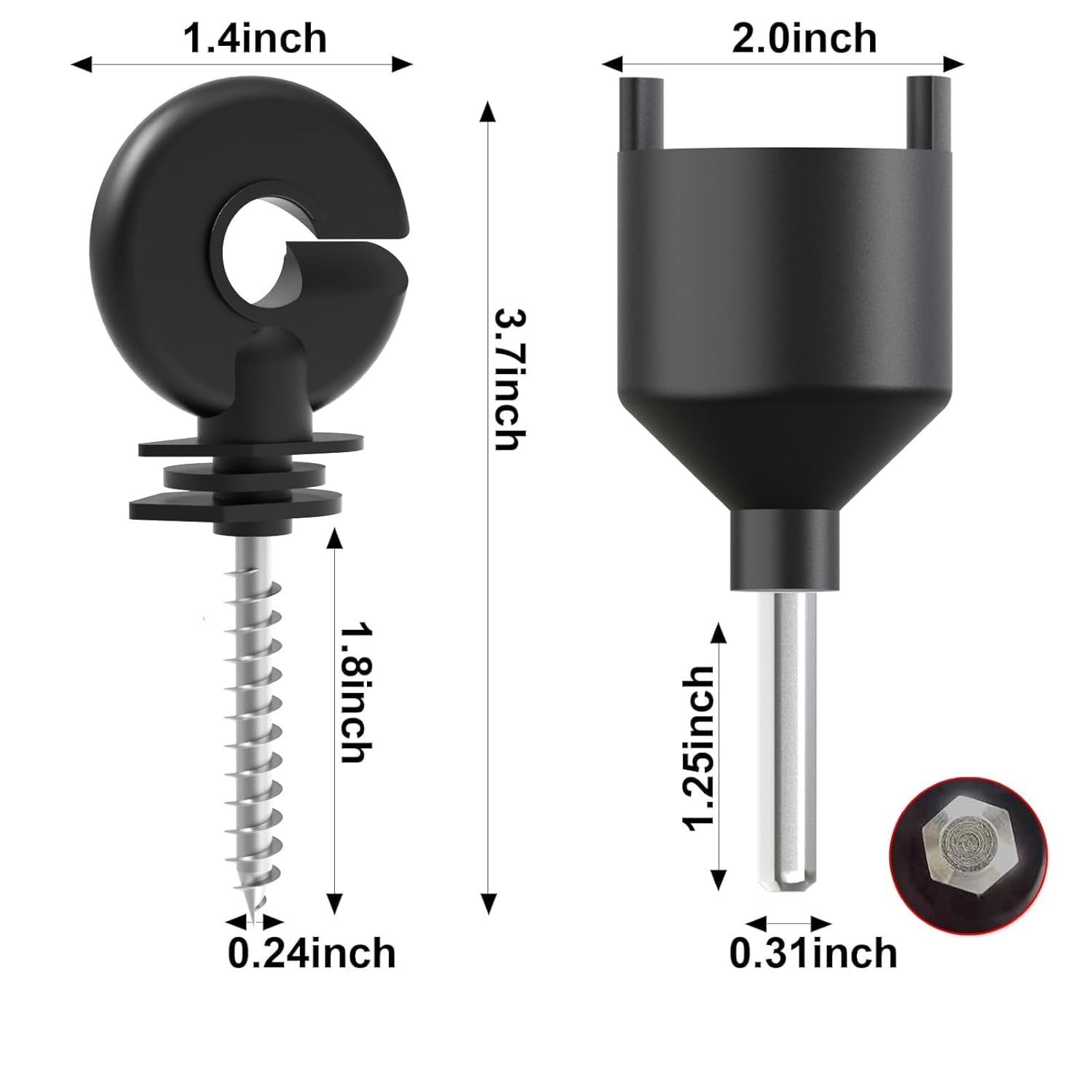 50 Pcs Black Electric Fence Insulator Screw-in Insulator Fence Ring Post Wood Post Insulator and 1 Pc Free Insulator Socket Tool (Grid System Accessories for Animal Husbandry Electronic) - Image 2