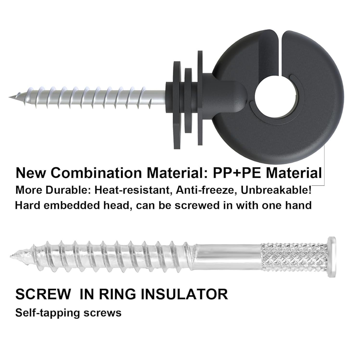 50 Pcs Black Electric Fence Insulator Screw-in Insulator Fence Ring Post Wood Post Insulator and 1 Pc Free Insulator Socket Tool (Grid System Accessories for Animal Husbandry Electronic) - Image 4