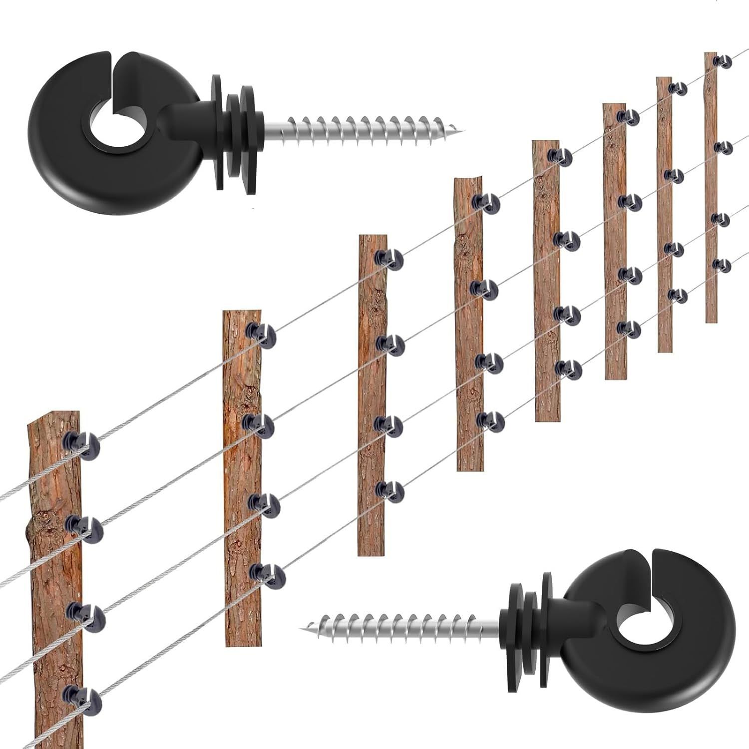 50 Pcs Black Electric Fence Insulator Screw-in Insulator Fence Ring Post Wood Post Insulator and 1 Pc Free Insulator Socket Tool (Grid System Accessories for Animal Husbandry Electronic) - Image 5