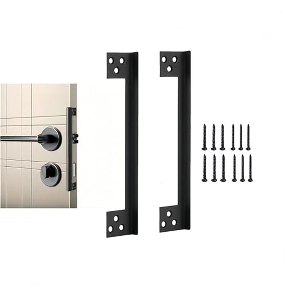 2 Pcs Door Latch Guard Plate 11 Inch Outswing Angle Latch Protector Shield L Shaped Security Reinforcement Striker Plates to Block Access to Door Lock Deadbolt - Image 1