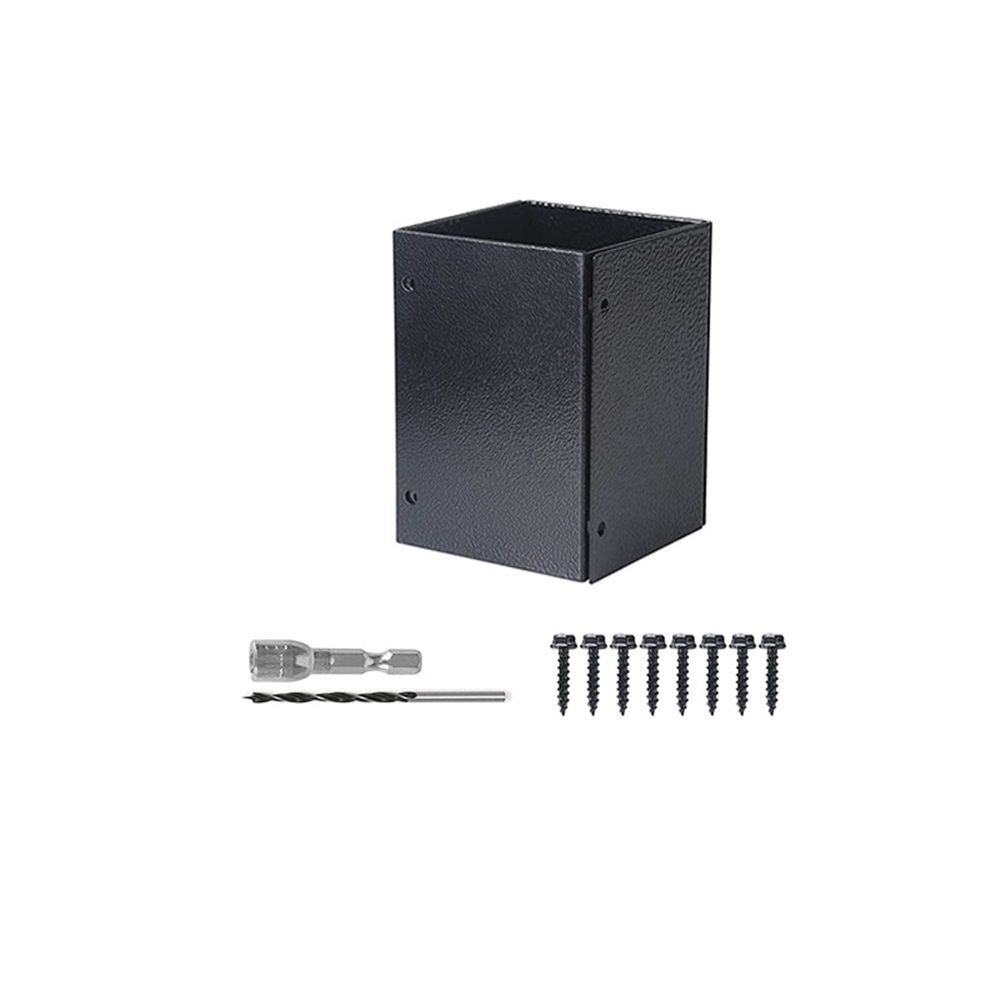 Adjustable Post Protector, 304 Stainless Steel Mailbox Post Protector, Post Sleeve Post Base Protectors for Wooden Mailbox, Deck Railing, Fences, Pergolas, Gazebos, Swing - Black - Image 1