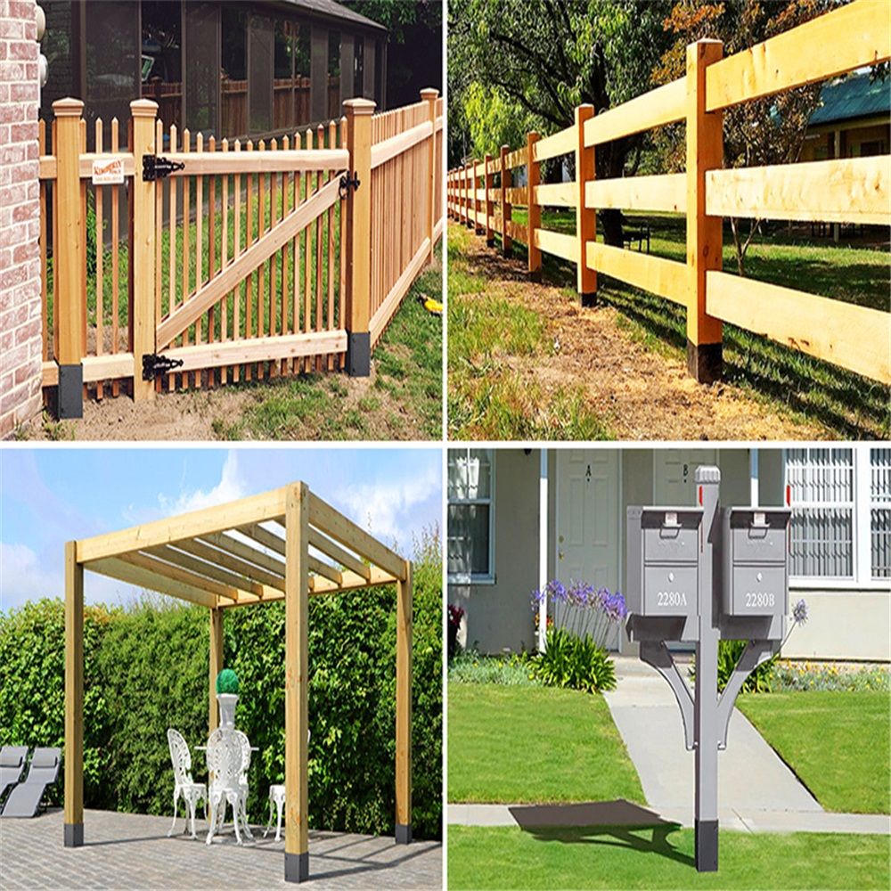 Adjustable Post Protector, 304 Stainless Steel Mailbox Post Protector, Post Sleeve Post Base Protectors for Wooden Mailbox, Deck Railing, Fences, Pergolas, Gazebos, Swing - Black - Image 5