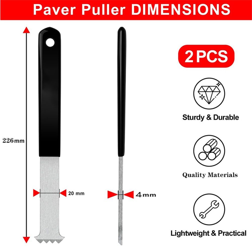 Paver Removal Tool, 2 Pcs Paver Puller Tool With Double Joint Scraper, Micro-Tooth Groove And Non-Slip Rubber Handle, Paver Extractor Tool For For Garden, Lawn, Patio, Brick, Block & Paver Replacement - Image 3