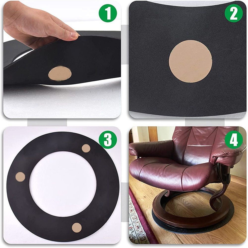 Non Skid Rubber Furniture Pads for Recliners, Furniture Grippers, Gripper Pads, Anti Slide Furniture Pads Hardwood Floor Protector, Fits Recliners, Swivel Chairs (25.2’’ Outside Diameter) - Image 4