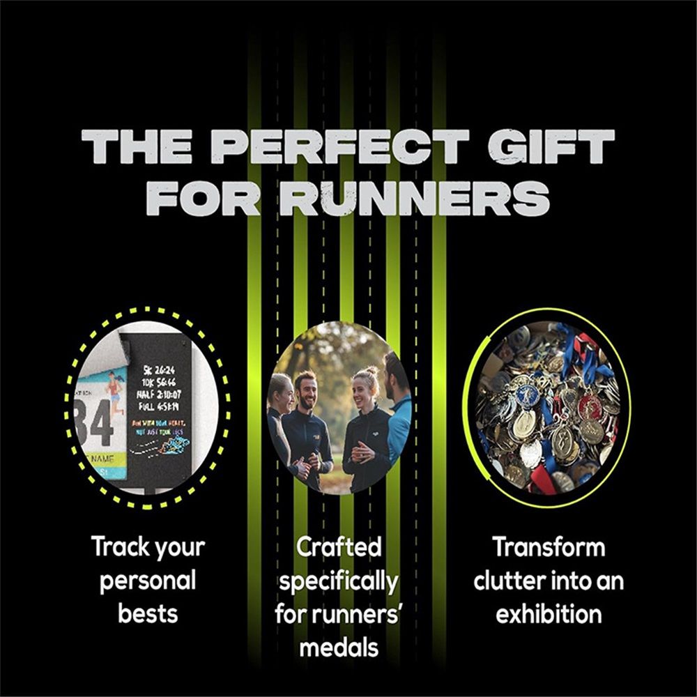 Medal Hanger Display for Runners, Marathon Medal Holder Display Wall Hanger and Race Bib Boards Holder with Chalkboard Marker - Image 4