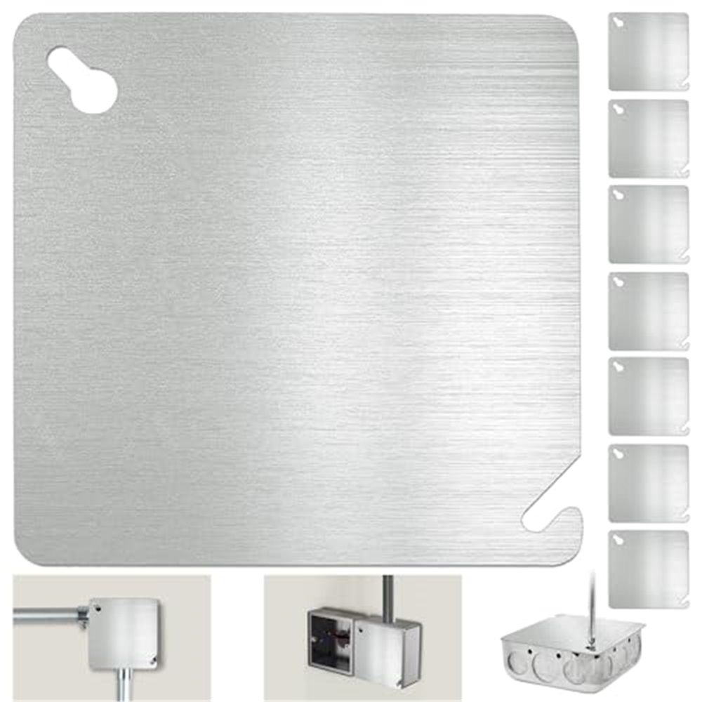8 Pcs 4x4 Metal Electrical Box Cover Plate, Metal Junction Box Covers Plate, 4 Inch Square Flat Blank Electric Box Cover - Image 1