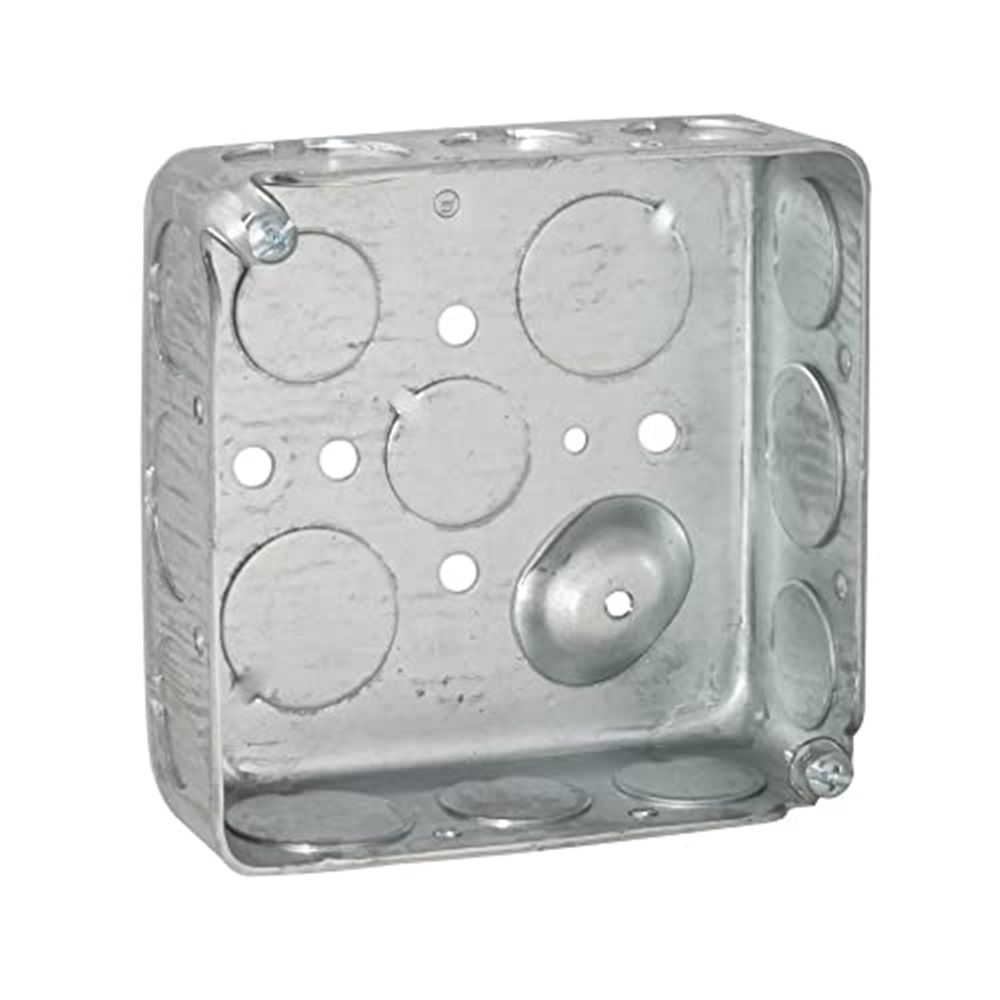 (4 Pack) 4'' Square Electrical Box, Drawn Construction, Raised Ground,Capacity, 1-1/2'' Deep, Galvanized Steel, Combination Screw Heads - Image 2