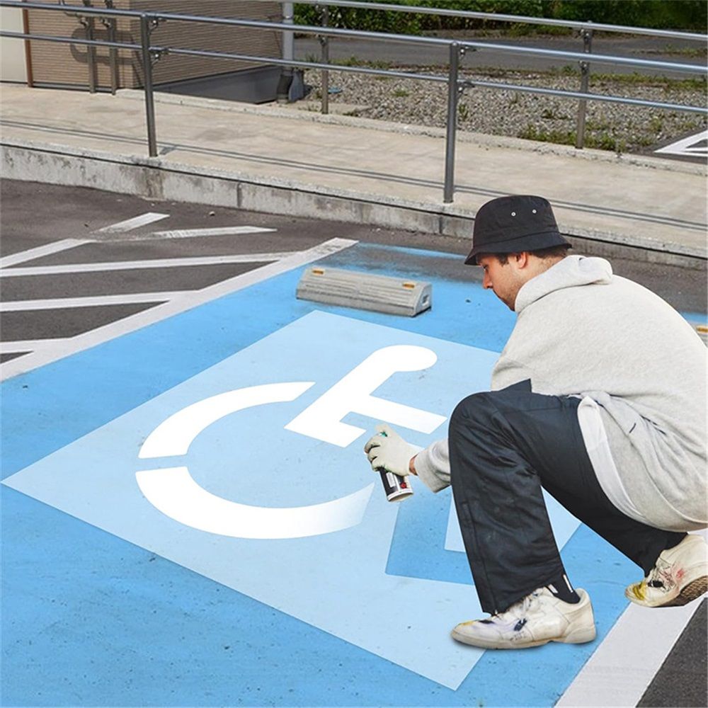 Handicap Parking Stencil Kit, Reusable Cardboard Parking Lot Stencils for Painting, Easy to Use Handicap Symbol - Image 5